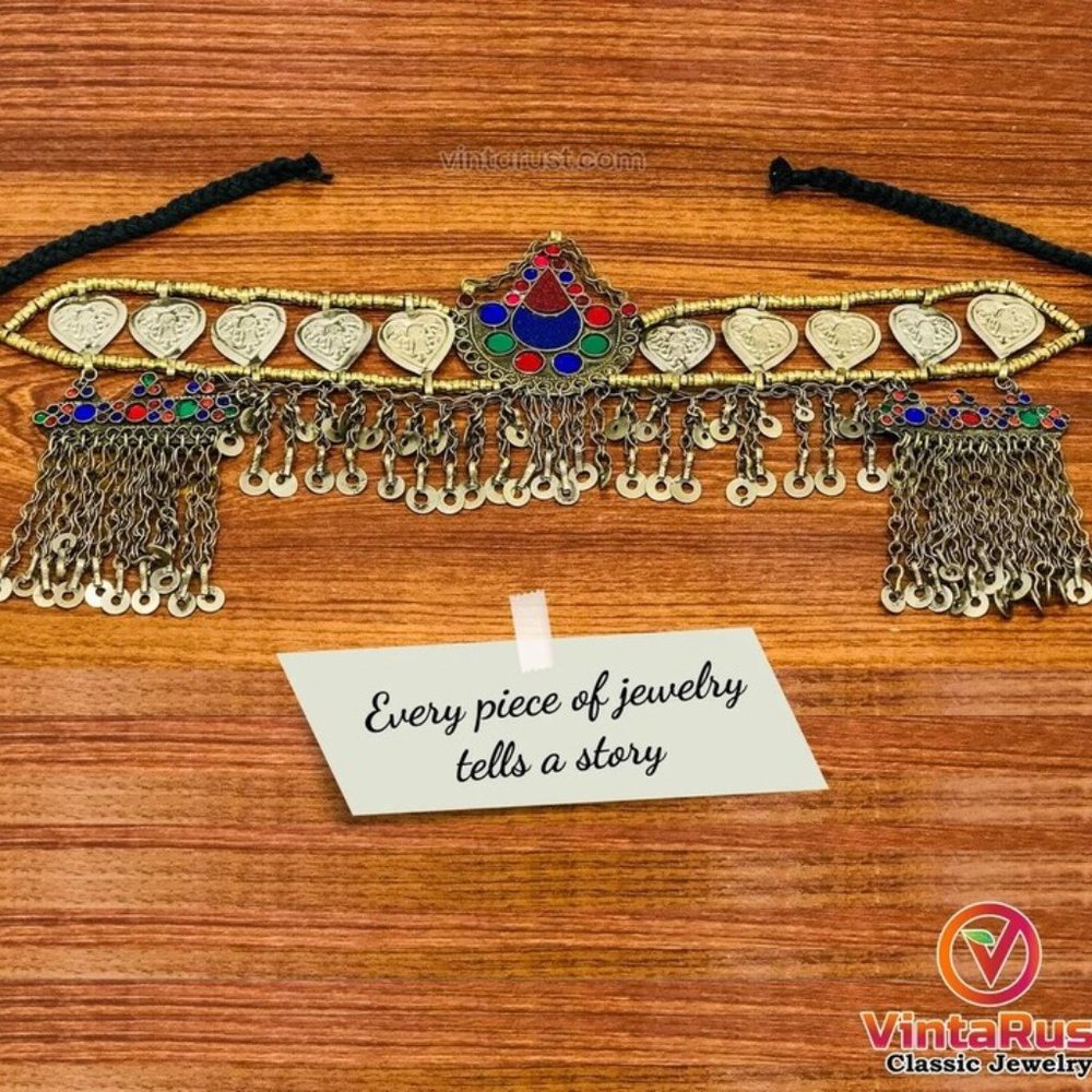 Afghan Kuchi Matha Patti: Tribal Head Piece with Silver Bells